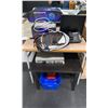 Image 2 : ROOM DIVIDER, 3 TABLES, HUTCH, OFFICE SUPPLIES, BOLT CUTTERS AND MORE