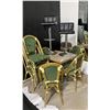 Image 1 : 2 SQUARE TABLES WITH 7 MATCHING CHAIRS, 2 GAS LIFT BAR STOOLS AND 2 FOLDING CHAIRS
