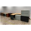 Image 1 : LARGE LOT OF OFFICE FURNITURE; 3 DESKS, 1 WOOD FILING CABINET & 4 METAL FILING CABINETS