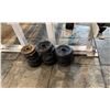 Image 2 : 2 WEIGHT RACKS WITH ASSORTED DUMBBELLS AND WEIGHT PLATES