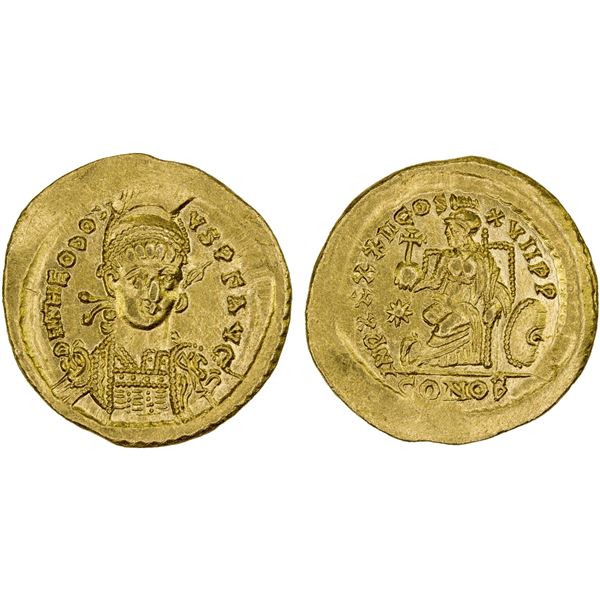 ROMAN EMPIRE: Theodosius II, 402-450 AD, AV solidus (4.47g), Constantinople, 441-450, VF-XF