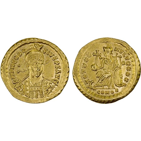 ROMAN EMPIRE: Theodosius II, 402-450 AD, AV solidus (4.42g), Constantinople, 430-440, bold VF