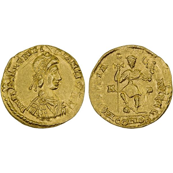ROMAN EMPIRE: Valentinian III, 425-455 AD, AV solidus (4.37g), Mediolanum (Milan), VF-XF