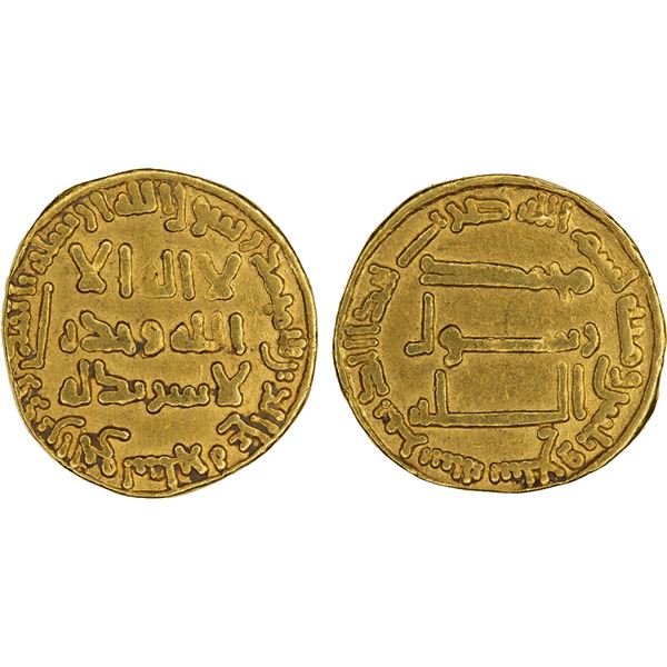 ABBASID: al-Mansur, 754-775, AV dinar (4.10g), NM, AH137, VF