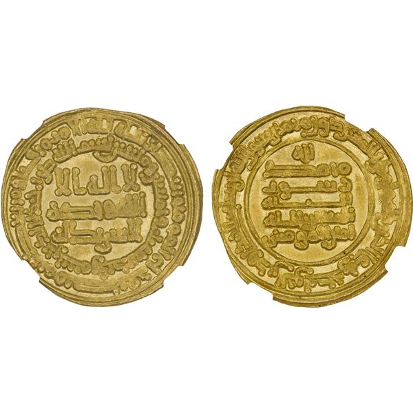 ABBASID: al-Mu'tazz, 866-869, AV dinar (4.18g), Samarqand, AH253, NGC MS62