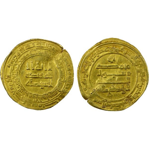 ABBASID: al-Radi, 934-940, AV dinar (3.98g), Tustar min al-Ahwaz, AH322, VF