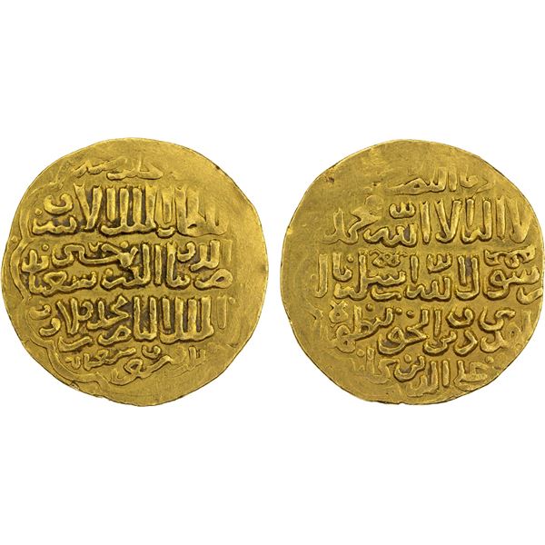 BAHRI MAMLUK: Sha'ban II, 1363-1376, AV dinar (7.47g), Halab, AH773, XF