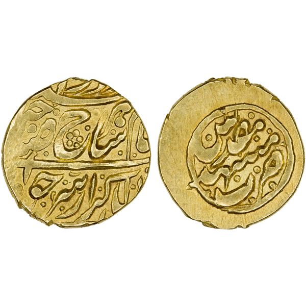 AFSHARID: Shahrukh, 2nd reign, 1750-1755, AV ashrafi (3.44g), Mashhad, ND, lovely XF