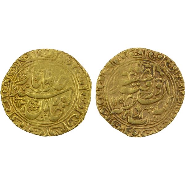 KHOQAND: Khudayar Khan, first reign, 1844-1858, AV tilla (4.49g), Dar al-Sultanat Khoqand Latif, AH1
