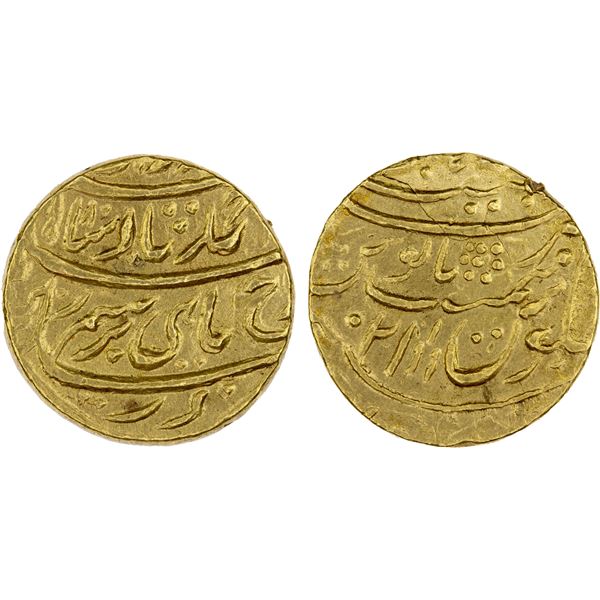DURRANI: Ahmad Shah, 1747-1772, AV mohur (10.80g), Najibabad, AH1180 year 21, XF-AU