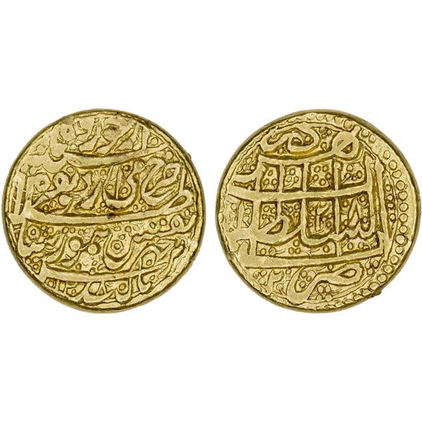 DURRANI: Taimur Shah, 1772-1793, AV mohur (10.97g), Herat, AH1208 year 20, XF-AU