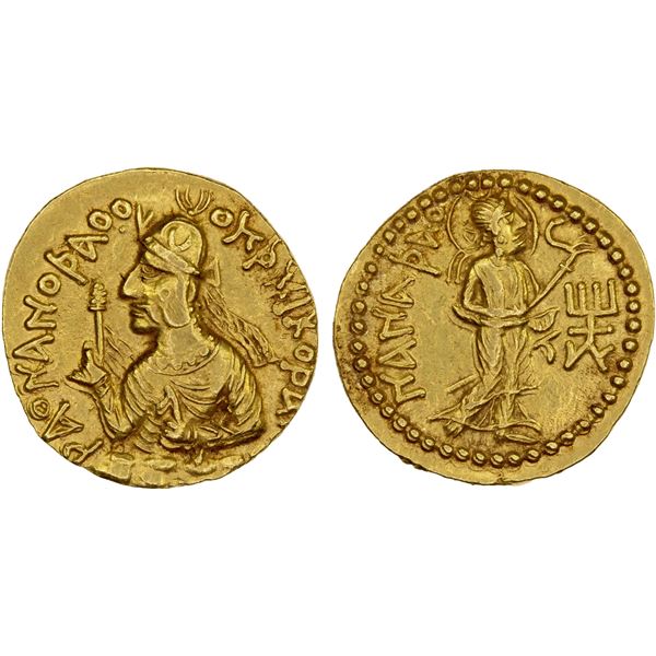 KUSHAN: Huvishka, ca. 155-187 AD, AV dinar (7.99g), XF