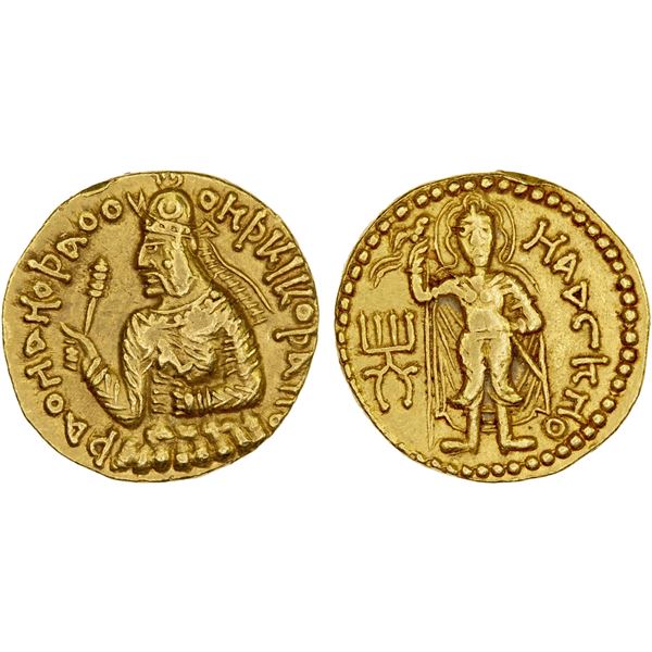 KUSHAN: Huvishka, ca. 155-187 AD, AV dinar (7.99g), VF-XF
