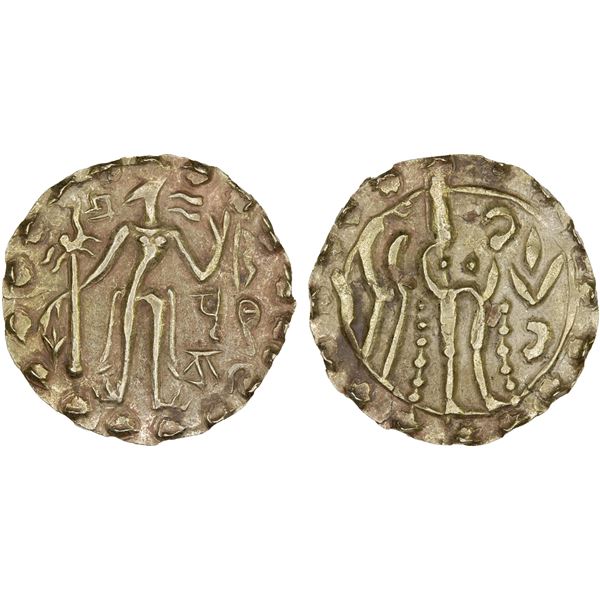SAMATATA: Prithubhata, Khadga dynasty, ca. 700-750, AV dinar (5.78g), choice XF