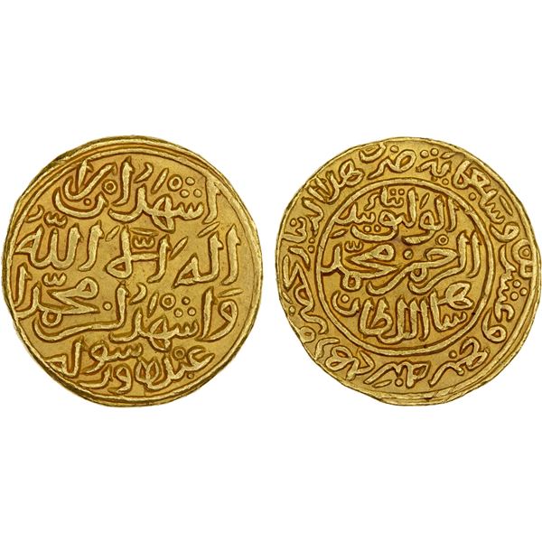 DELHI: Muhammad III b. Tughluq, 1325-1351, AV dinar (12.89g), Hadrat Delhi, AH727, XF