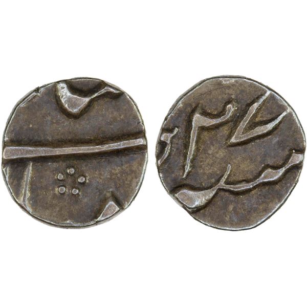 MUGHAL: Muhammad Shah, 1719-1748, AR 1/16 rupee (0.72g) (Murshidabad), year 27, XF