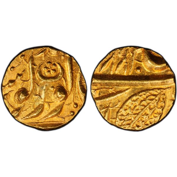 SIKH EMPIRE: AV 1/4 mohur (2.47g), Amritsar, VS1882 (1825), PCGS MS64