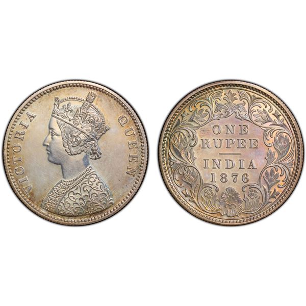 BRITISH INDIA: Victoria, Queen, 1837-1876, AR rupee, 1876-C, PCGS Proof 62