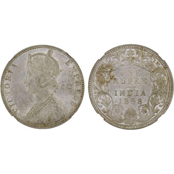BRITISH INDIA: Victoria, Empress, 1876-1901, AR rupee, 1898-B, NGC MS62