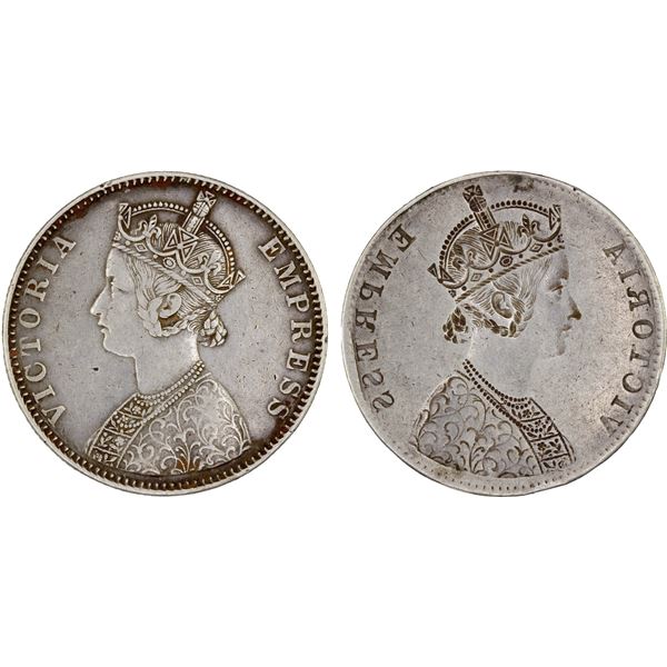BRITISH INDIA: Victoria, Empress, 1876-1901, AR rupee, ND, VF-XF
