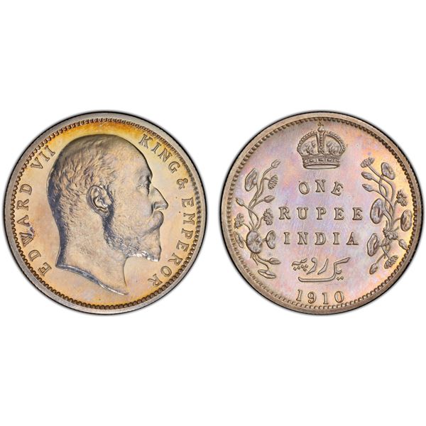 BRITISH INDIA: Edward VII, 1901-1910, AR rupee, 1910(c), PCGS Proof 63