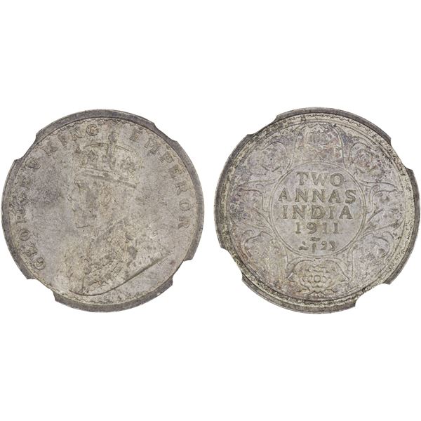 BRITISH INDIA: George V, 1910-1936, AR 2 annas, 1911(c), NGC MS63