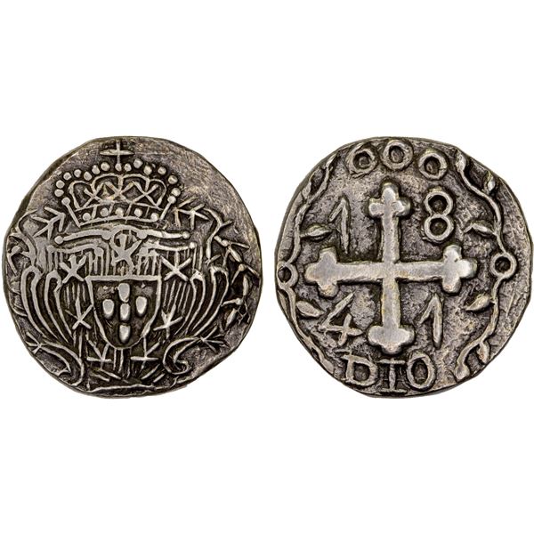 DIU: Maria II, 1834-1853, AR rupia (7.50g), 1841, XF