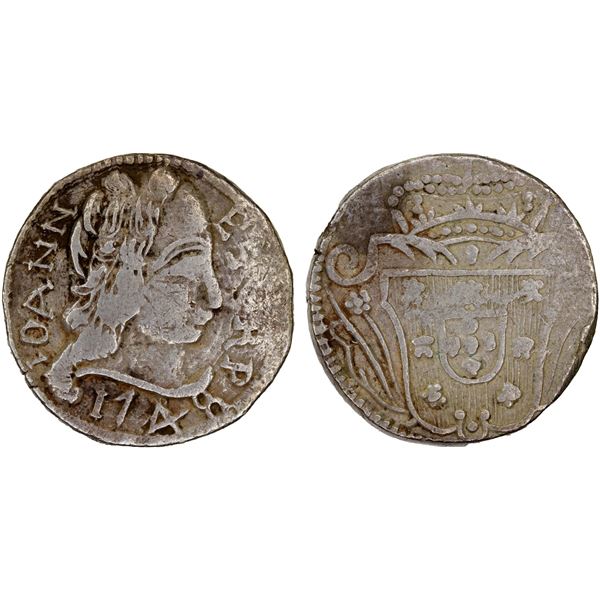 GOA: João V, 1706-1750, AR rupia (11.78g), 1748, choice VF