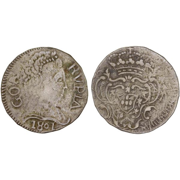 GOA: Maria I, 1788-1809, AR rupia, 1807, somewhat crude VF