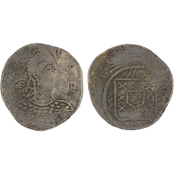 GOA: Pedro IV, 1826-1828, AR rupia (10.92g), 1827, VF