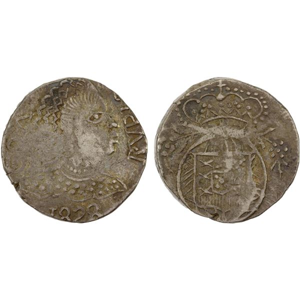 GOA: Pedro IV, 1826-1828, AR rupia, 1828, VF-XF