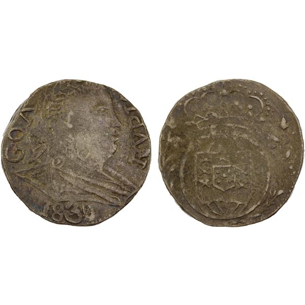 GOA: Miguel, 1828-1834, AR rupia, 1830, choice XF