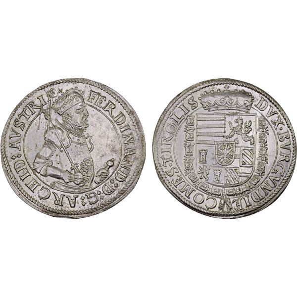 AUSTRIA: Ferdinand, 1564-1595, AR thaler (28.67g), ND, AU