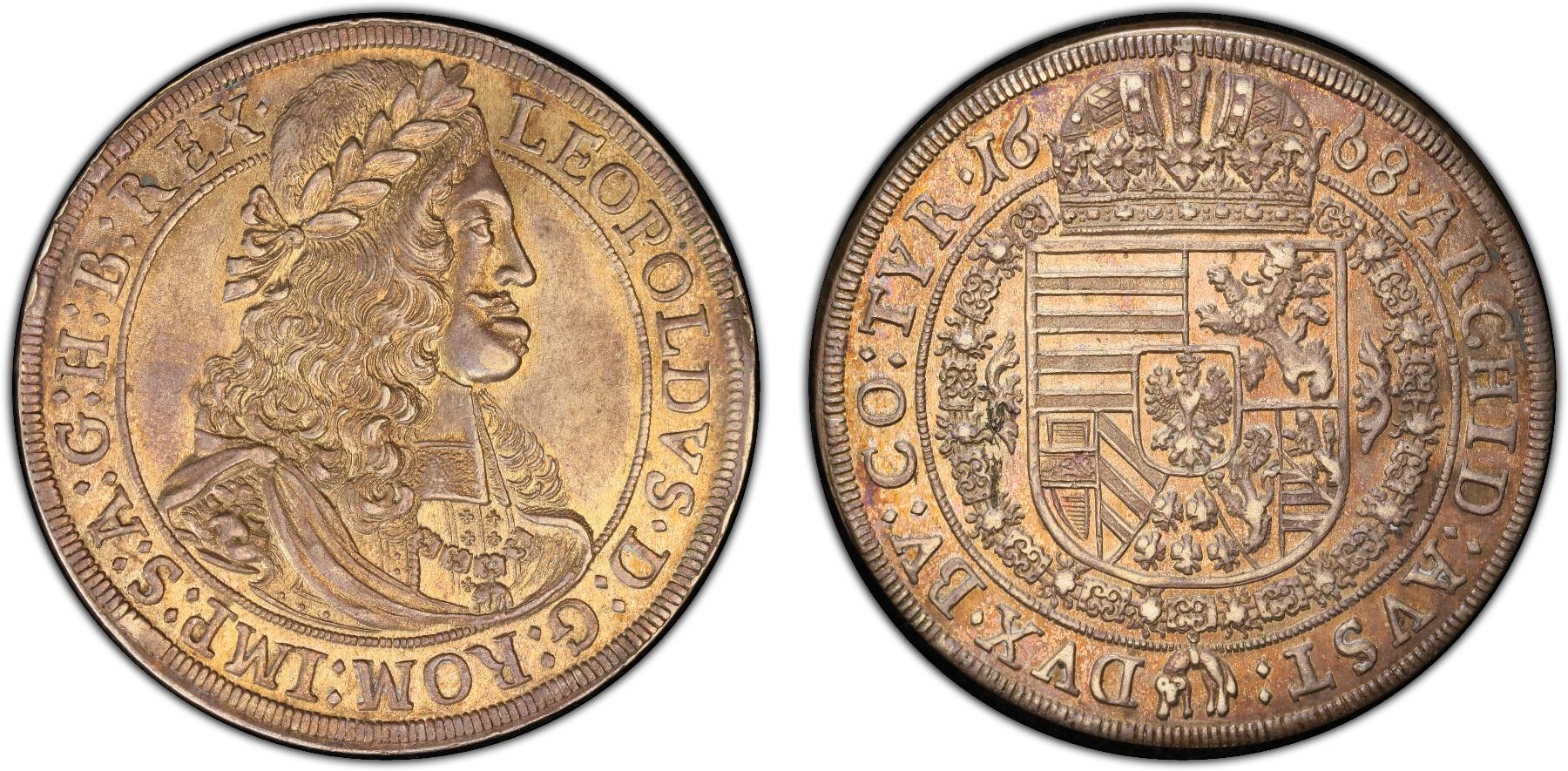 AUSTRIA: Leopold I, 1657-1705, AR thaler, Hall, 1668, PCGS MS62 ...