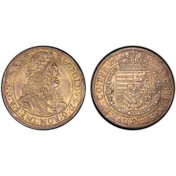 AUSTRIA: Leopold I, 1657-1705, AR thaler, Hall, 1668, PCGS MS62