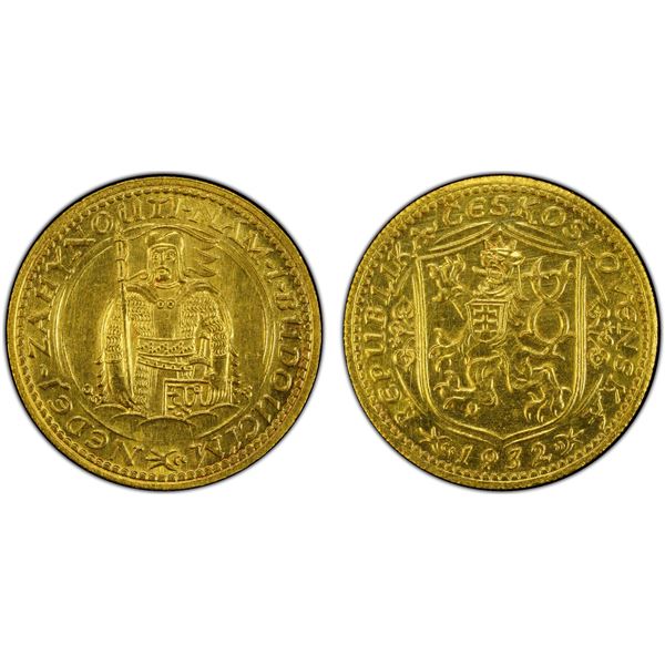 CZECHOSLOVAKIA: Republic, AV dukat, 1932, PCGS UNC Details
