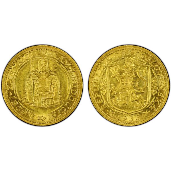 CZECHOSLOVAKIA: Republic, AV dukat, 1933, PCGS MS63