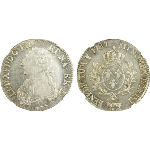 FRANCE: Louis XVI, 1774-1793, AR ecu, 1787, NGC MS62