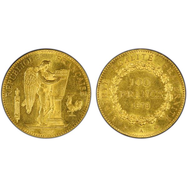 FRANCE: Third Republic, AV 100 francs, 1878-A, PCGS MS62