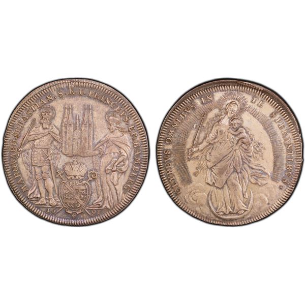 BAMBERG: Marquard Sebastian Schenk of Stauffenberg, 1683-1693, AR thaler, 1691, PCGS MS62