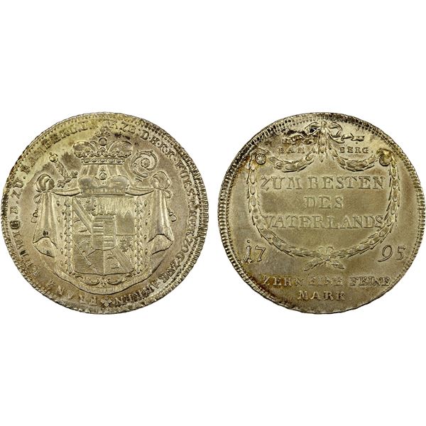 BAMBERG: Franz Ludwig von Erthal, 1779-1795, AR contribution thaler, Nürnberg, 1795, AU
