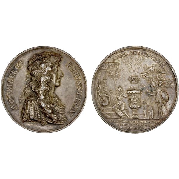BRUNSWICK-LÜNEBURG: Rudolph August, Duke, 1666-1685, AR medal (56.60g), 1676, VF-XF