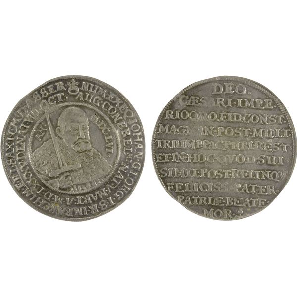 SAXONY: Johann Georg I, 1615-1656, AR thaler, Dresden, 1656, NGC EF45