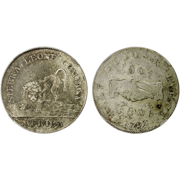 SIERRA LEONE: AR 50 cents, 1791, NGC EF45