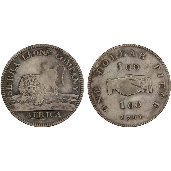 SIERRA LEONE: AR dollar, 1791, F-VF