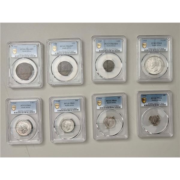 SOUTH AFRICA: George VI, 1936-1952, 8-coin proof set, 1943