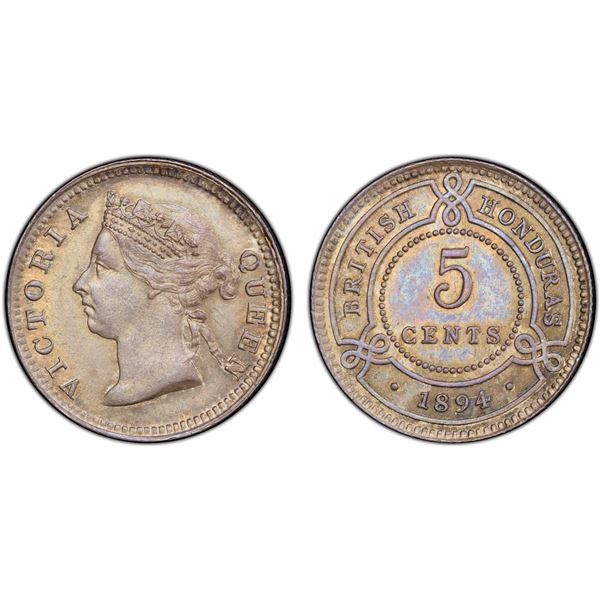 BRITISH HONDURAS: Victoria, 1837-1901, AR 5 cents, 1894, PCGS MS63