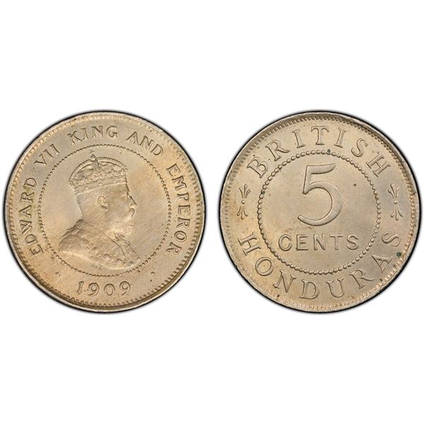 BRITISH HONDURAS: Edward VII, 1901-1910, 5 cents, 1909, PCGS MS64