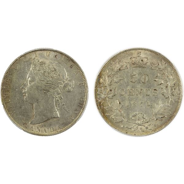 CANADA: Victoria, 1837-1901, AR 50 cents, 1871, PCGS AU55