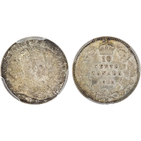 CANADA: Edward VII, 1901-1910, AR 10 cents, 1902-H, NGC MS65